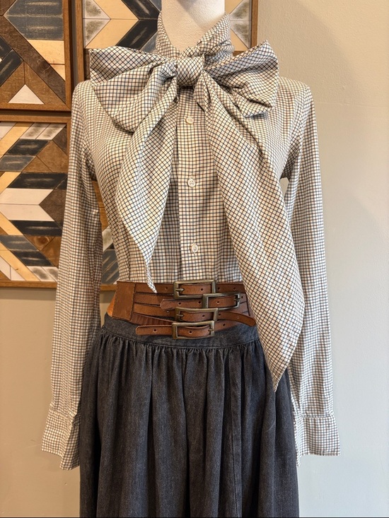 Ralph Lauren Blue Label Tops - Vintage Ralph Lauren Button-Front Long Sleeve Top with Scarf size 2 Slim Fit